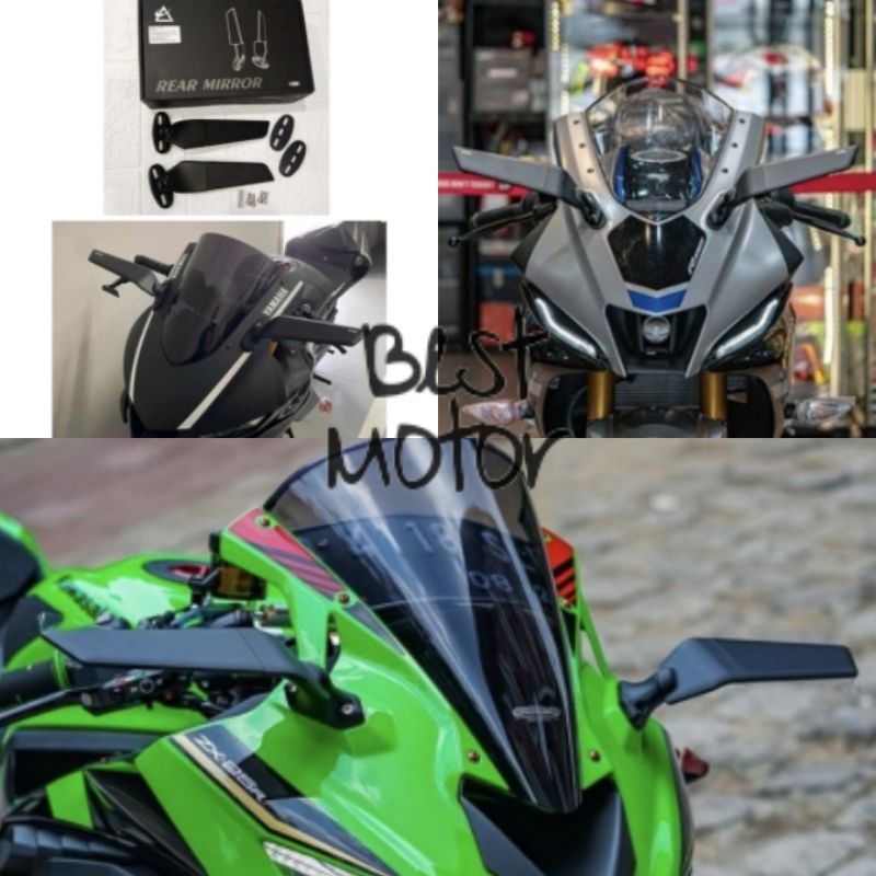 Spion Winglet Stealth Spion Lipat ZX25R Ninja250Fi Karbu CBR R15 R25 khusus moge