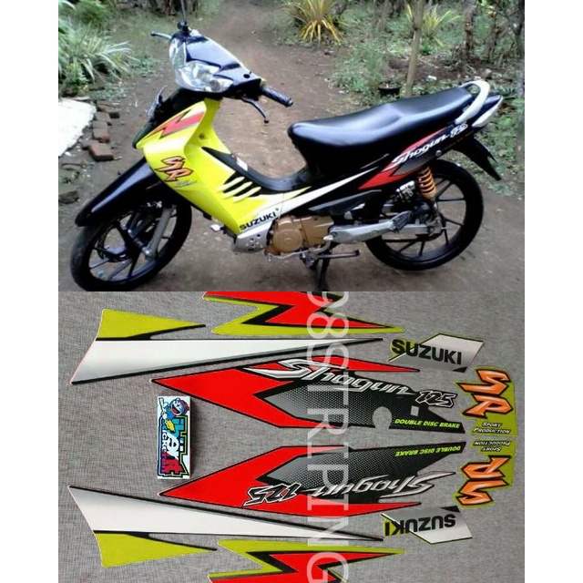 STRIPING SHOGUN 125 SP KUNING TAHUN 2006 STIKER LIS STANDAR ORI SUZUKI