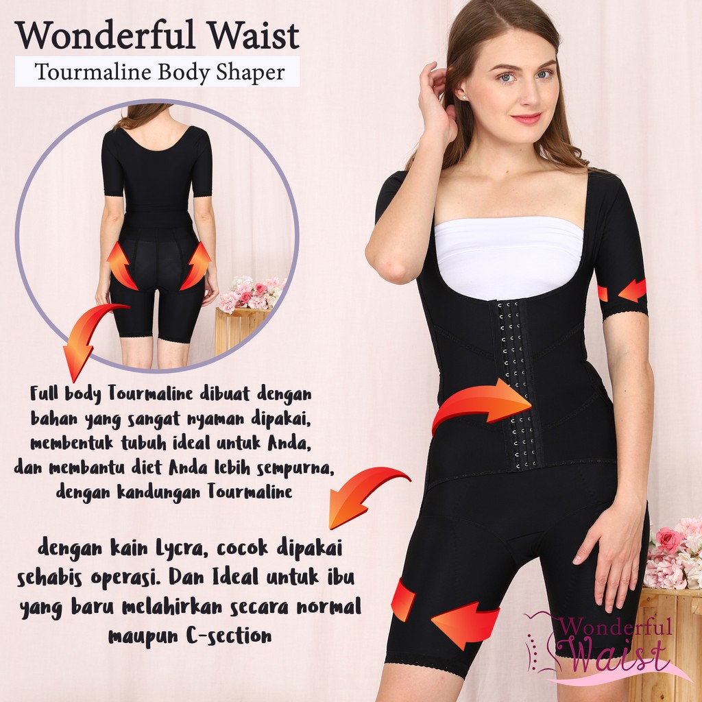 Tourmaline full body shaper / korset seluruh badan / pembentuk badan / pakaian pelangsing