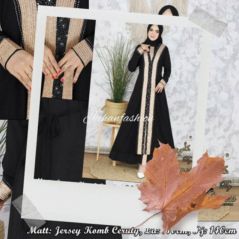 Abaya Dubay Jersey Ceruty Syar'i Gamis