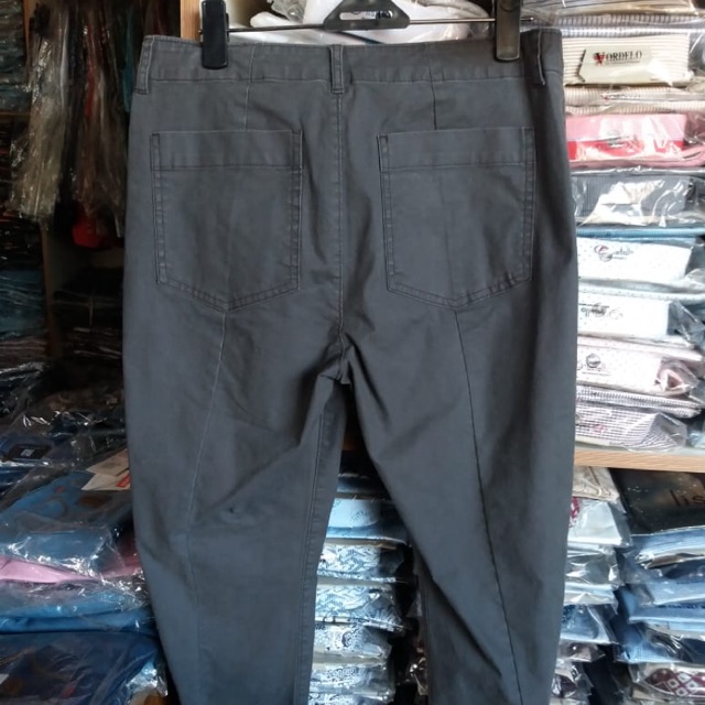 celana kain bahan katun semu jeans panjang wanita