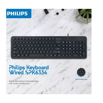 Keyboard philips wired usb 2.0 membrane 105 keys fullsize multimedia for office gaming pc laptop k-344 k334