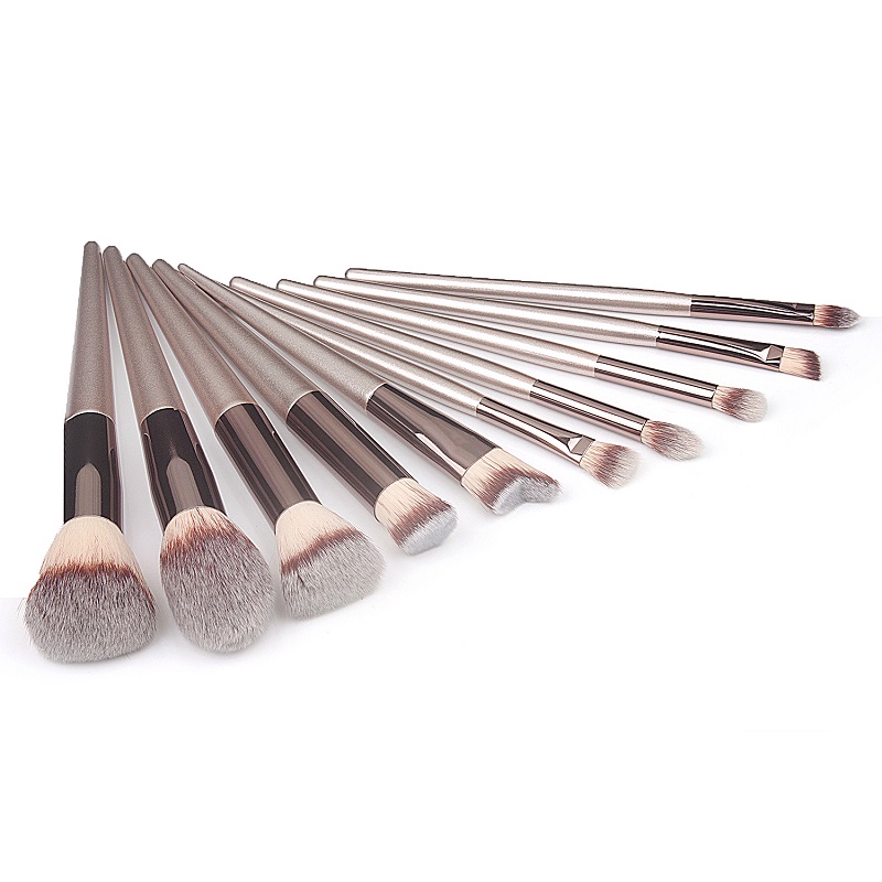 10pcs/set Brush Makeup Bedak Longgar Profesional Bermutu Tinggi/Brush Eyeshadow Bedak Blush/Alat Kosmetik Kecantikan Wanita Harian