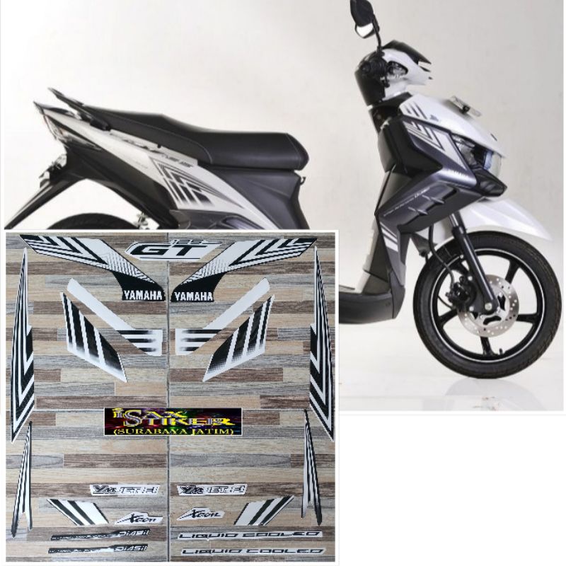 striping original Yamaha Xeon GT 125 putih tahun 2014 2015