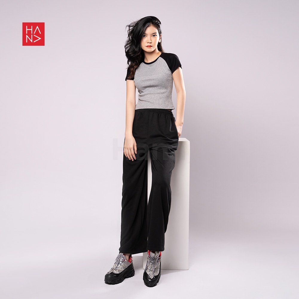 Hana Fashion - Hani T-shirt Kaos Rajut Rib Wanita Lengan Pendek - TS380