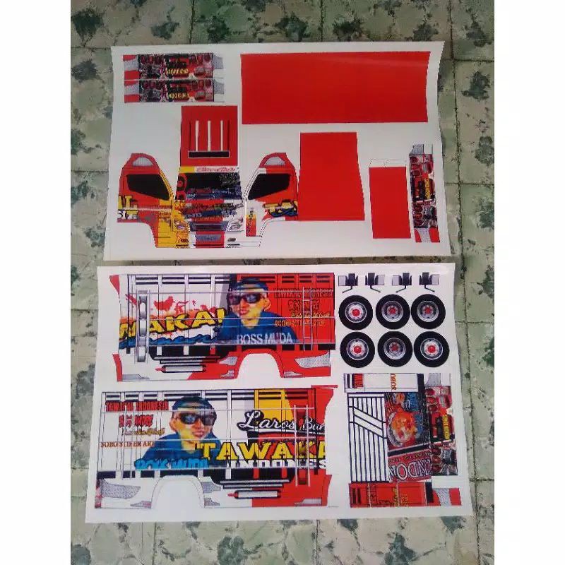 Stiker papercraft Truk oleng Tawakal Indonesia 2 Skala 1:16