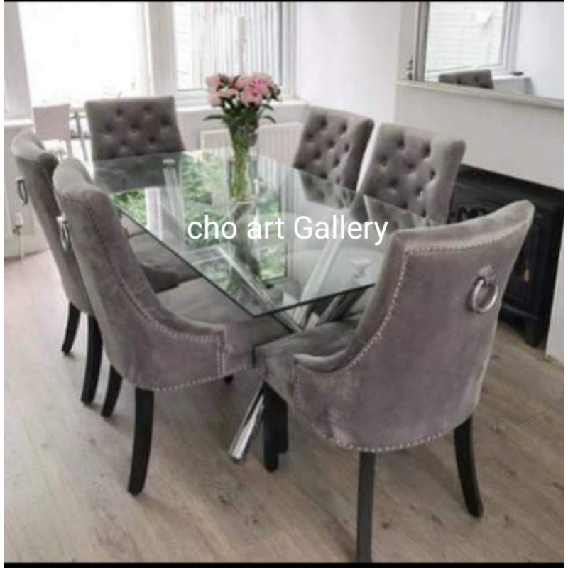 meja makan minimalis mewah daun kaca