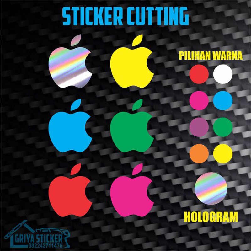 Sticker cutting logo appl* iphon* stiker handphone hp laptop komputer