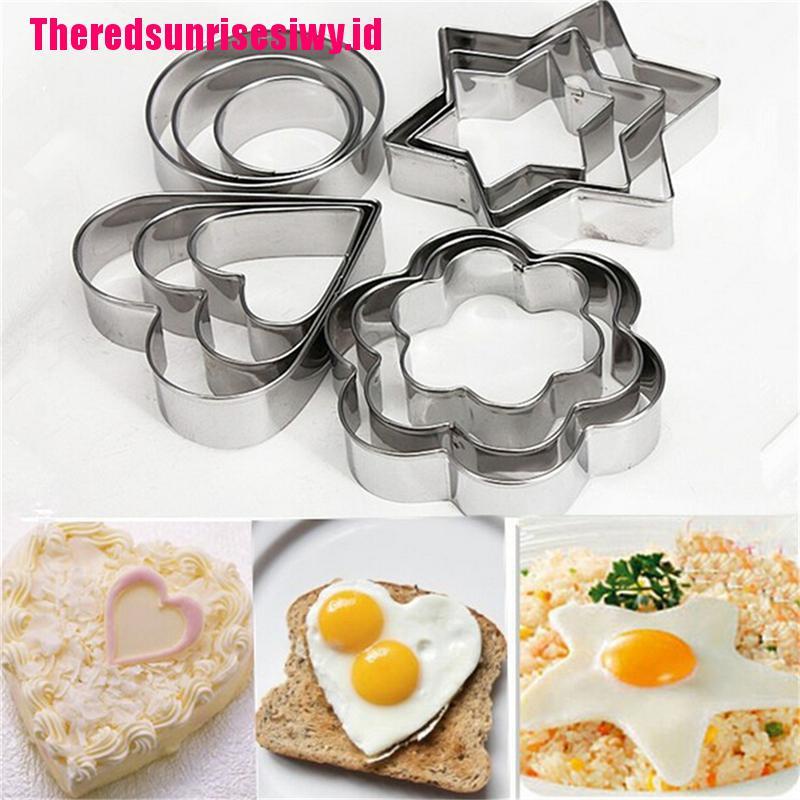 1 Set / 12pcs Cetakan Adonan Kue Cookie &amp; Telur Bahan Stainless Steel