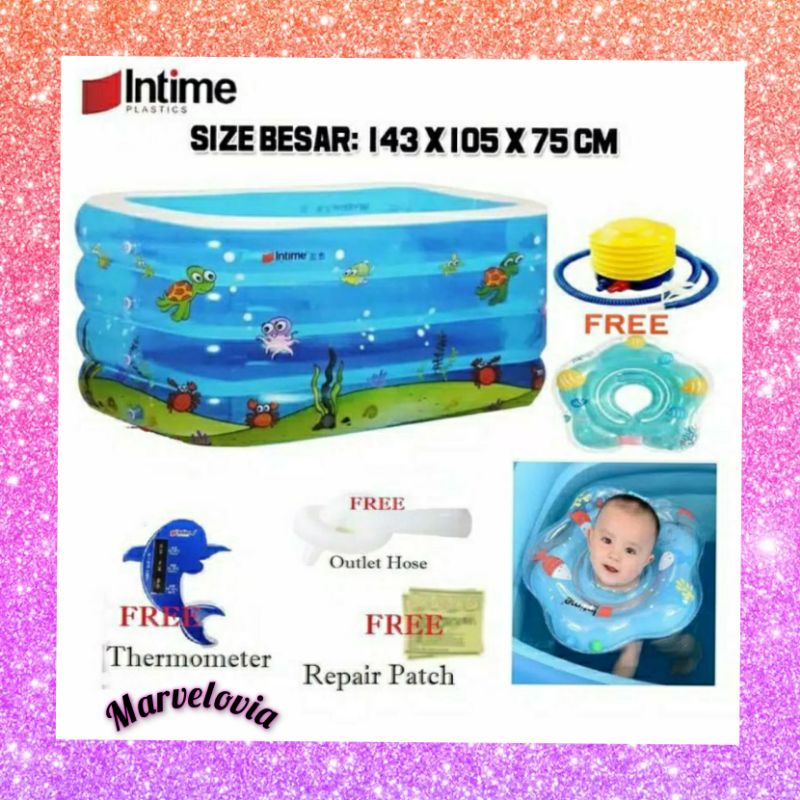 KOLAM RENANG ANAK BAYI KOTAK 4 RING BABY SPA POOL + POMPA