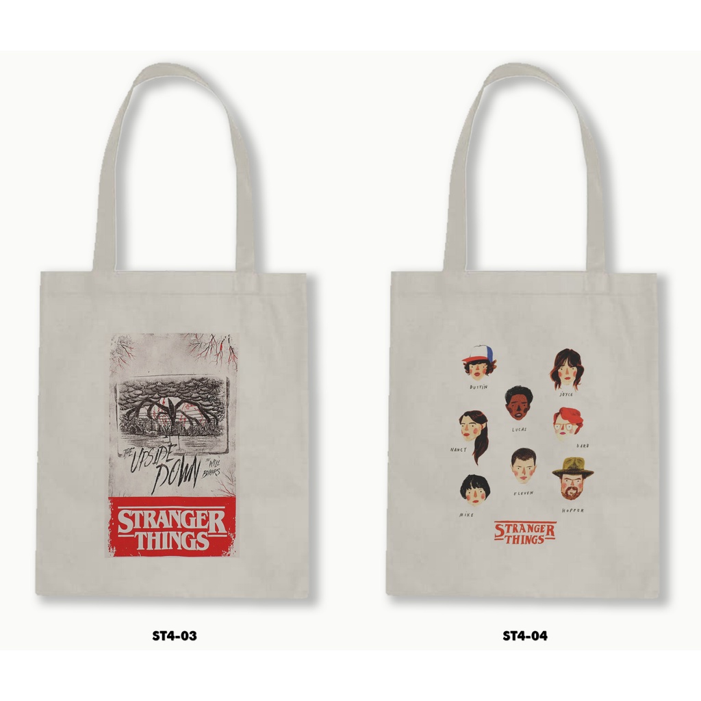 Tas Tote Bag Resleting Kanvas/Blacu  - Stranger Things 4