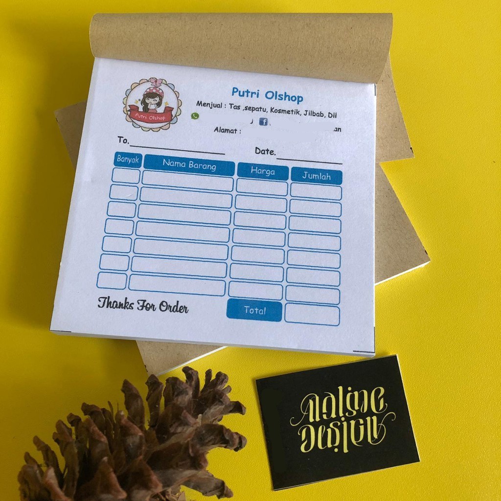 cetak aja Nota Olshop Penjualan kontan 10x10cm