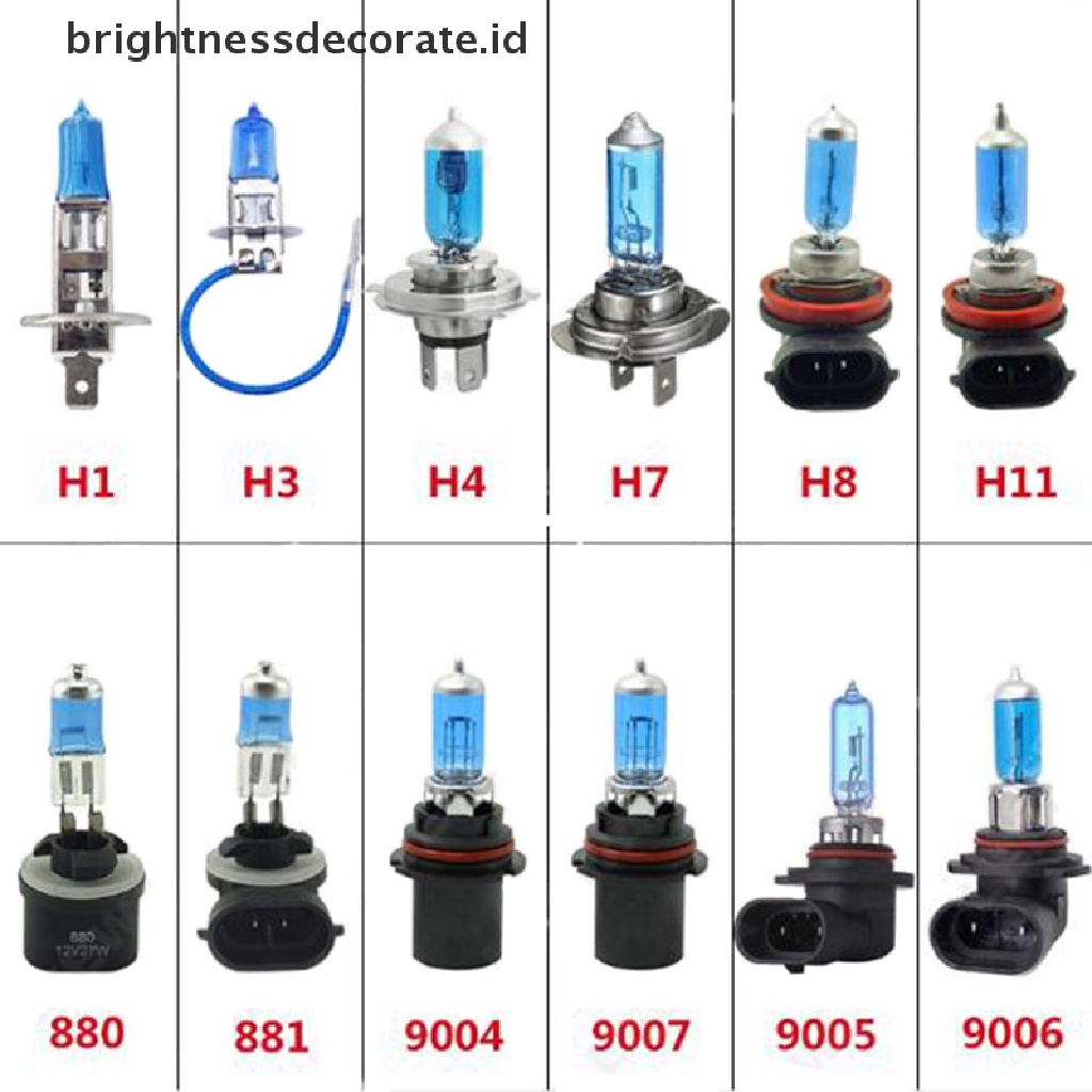 Bohlam Lampu Xenon Gas-Halogen H1 H3 H4 H7 H11 9006 9007 12v Warna Putih