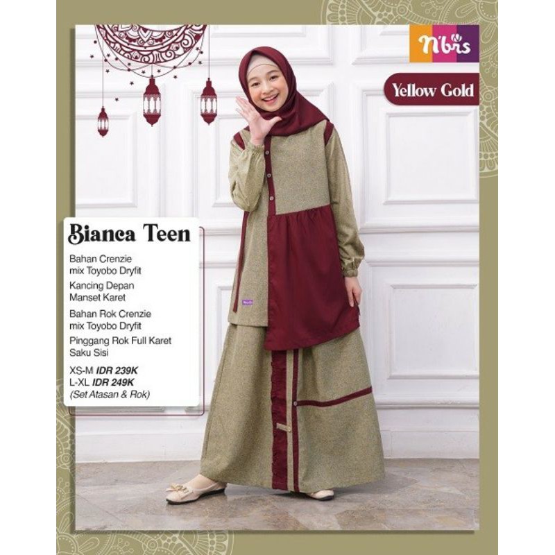 BAJU GAMIS ANAK PEREMPUAN REMAJA ANAK TANGGUNG BIANCA TEEN NIBRAS VIRAL KEKINIAN BAJU LEBARAN 2021