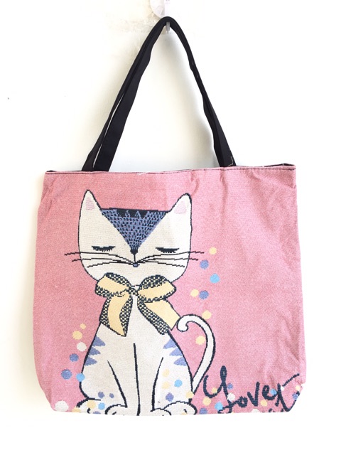 Tas tote bag kanvas besar cat series import