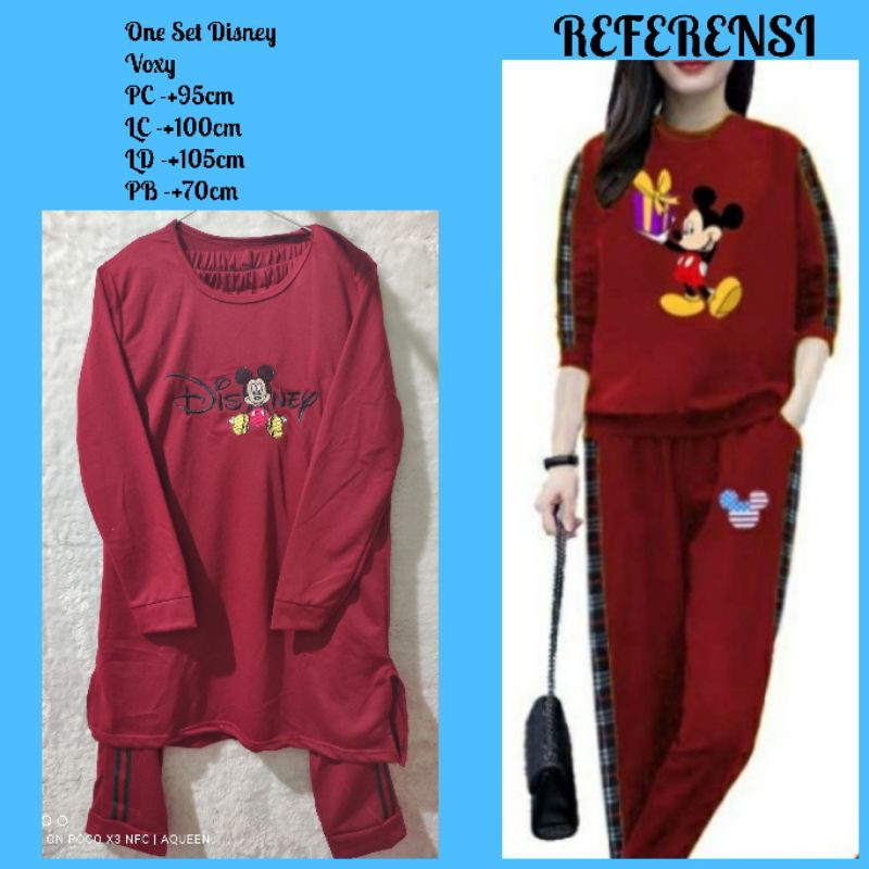 One Set / Setelan Wanita / Setelan Training Disney Mickey Voxy Premium