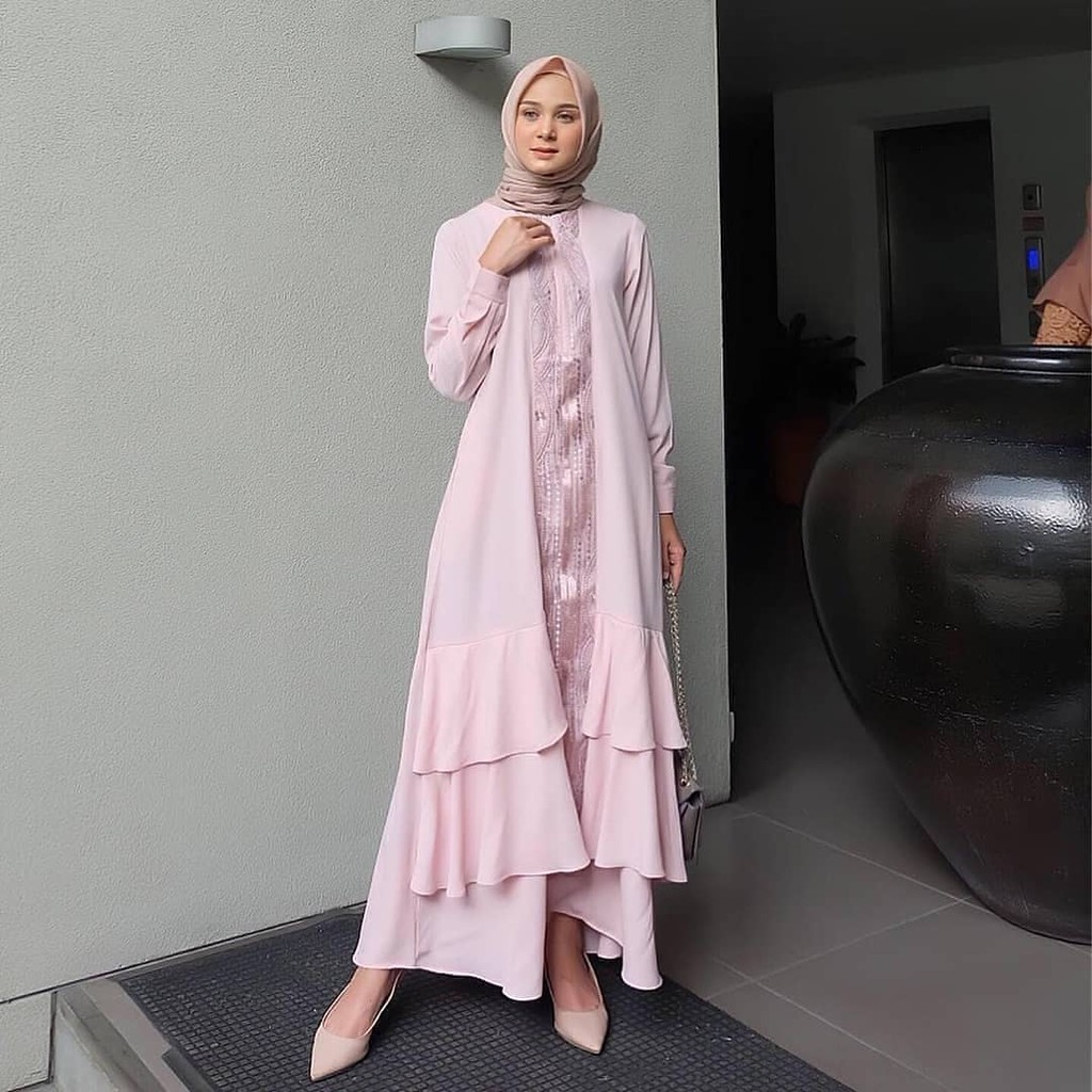 ANINDYA DRESS CASUAL BRUKAT WANITA MUSLIMAH / DRESS KONDANGAN/LEBARAN - DRESS KEKINIAN