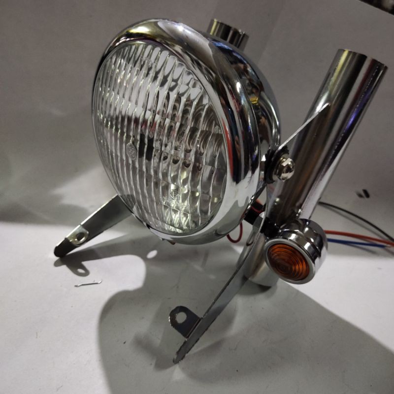 Lampu pesek mini Crome plus breket longsong plus sen variasi RX king cb Tiger Megapro Vixion dll