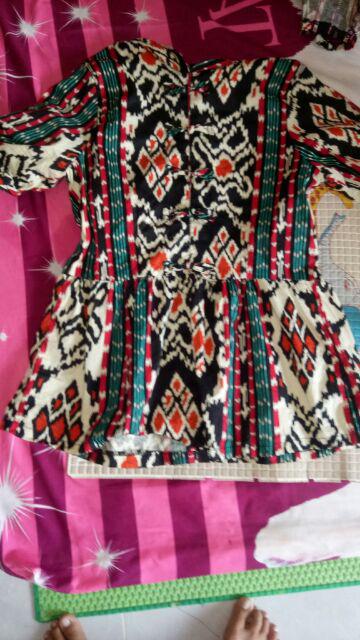 Jw2- Atasan Batik Wanita Lengan Pendek Murah Dan Terbaru Motif Batik Etnik Bahan Katun Strecth Asli