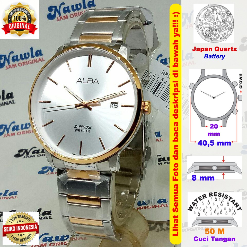 Alba Quartz AS9G60X1 Two Tone Sapphire - Jam Tangan Pria AS9G60