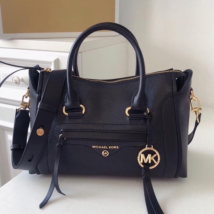 [Instant/Same Day] 039  black  M-K Michael Kors Smiley Studded Biker Bag Ladies Handbag Shoulder Bag Crossbody Bag ttb