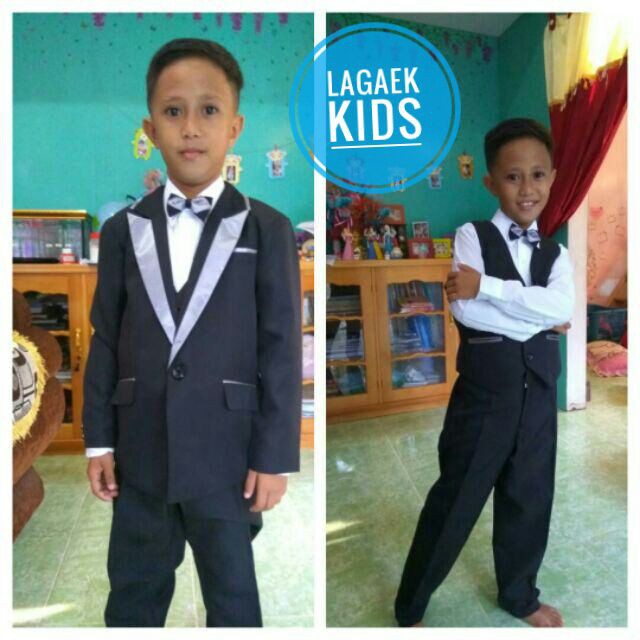 Setelan Jas Anak Laki Laki Usia 1 2 Tahun Premium HITAM 8in1- Jas Pesta Anak Cowok Tuxedo HItam Casual Untuk Pesta