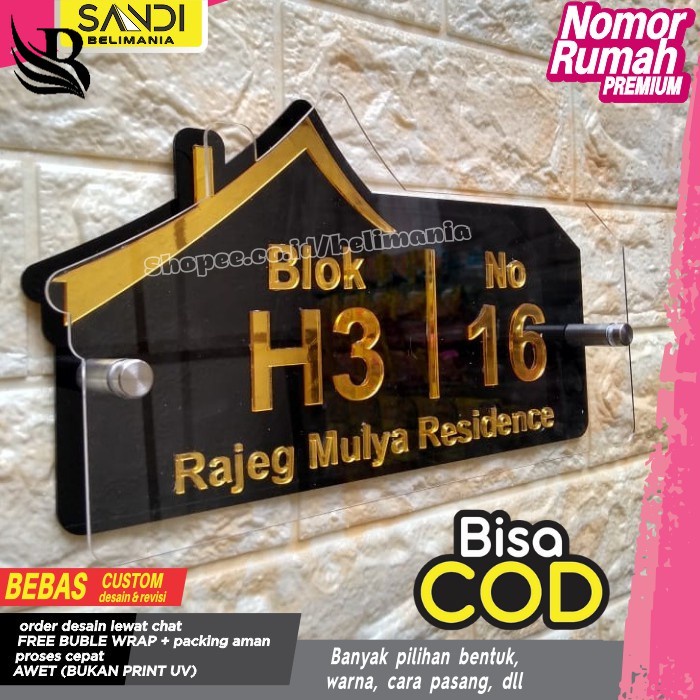 PAPAN NOMOR RUMAH AKRILIK | NOMER RUMAH AKRILIK | NO RUMAH AKRILIK | ALAMAT RUMAH HURUF 3D TIPE B