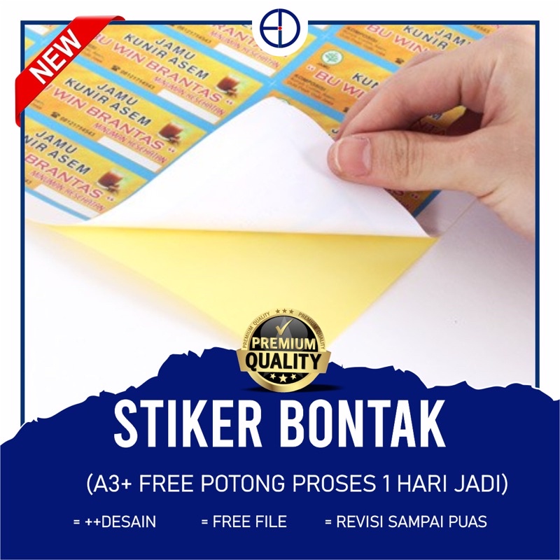 

CETAK STIKER BONTAK PRODUK A3+ FREE POTONG
