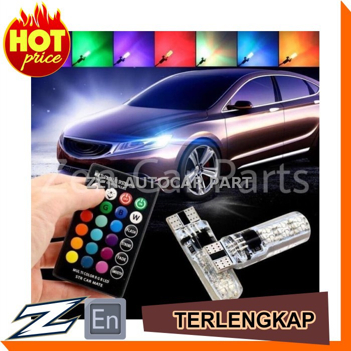 LAMPU LED RGB T10 RGB REMOTE - SEPASANG LAMPU LED STRIP RGB