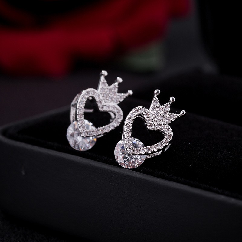 Anting Silver Perak S925 Wanita Fashion Murah AAS003 motif mahkota hati