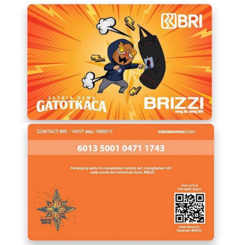 BRI BRIZZI edisi SATRIA DEWA - GATOT KACA - Orange Design GATOTKACA ORI /Like eMoney eTOLL Tapcash or Flazz