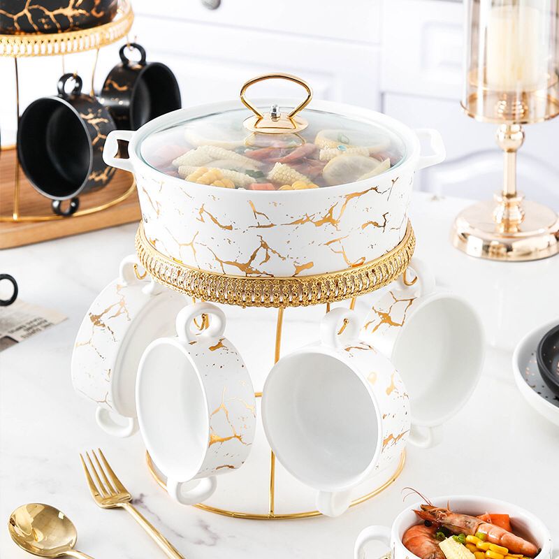 EL#MSUP Tempat Sup Keramik Set / Panci Sup Keramik / Panci Mangkok Sup Set Keramik / Wadah Sup / Pan