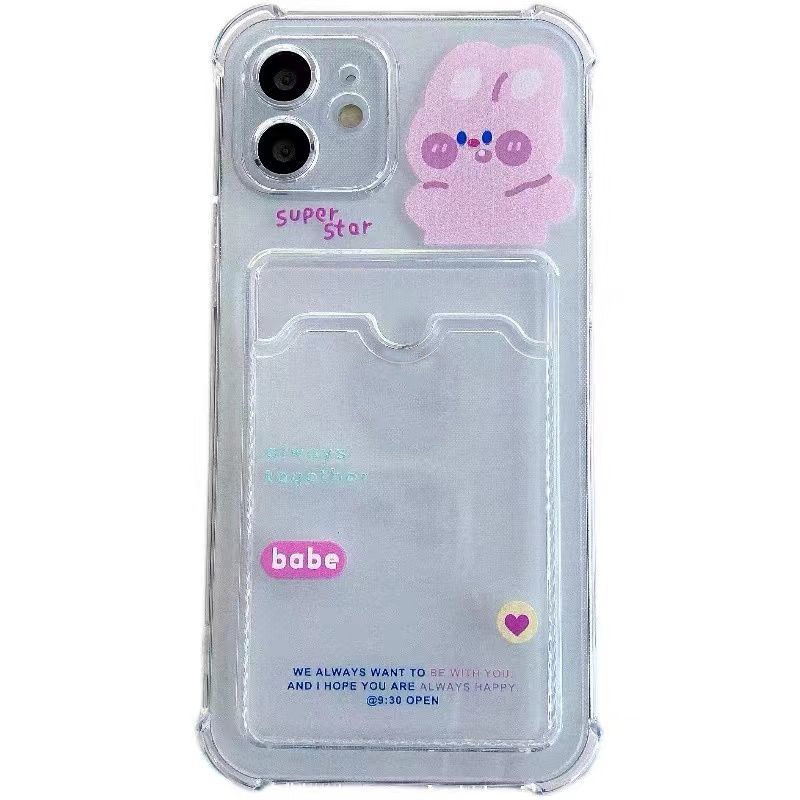 Soft Case Silikon TPU Transparan Motif Beruang Untuk iPhone 12 13 Se 2020 6 6S 7 8 Plus X XS XR 11 Pro Max