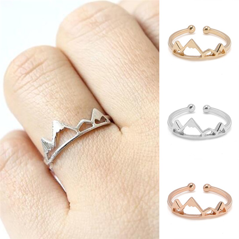 [Bayar Di Tempat]Nature Snow Mountain Geometry Open Ring Jewelry Accessories