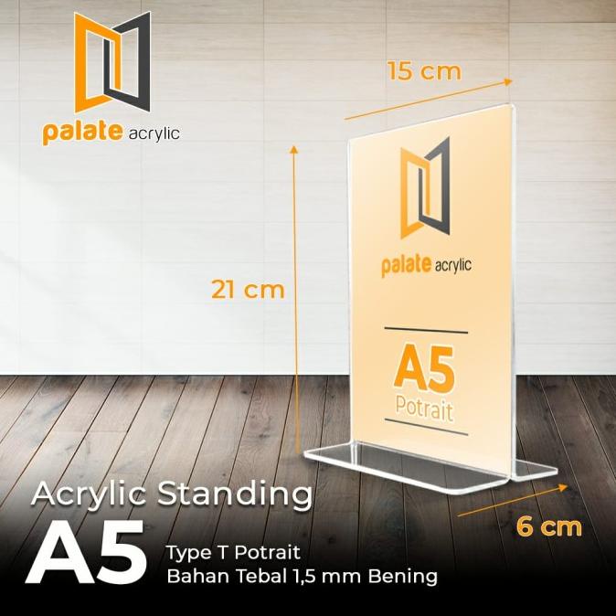 

AKRILIK DISPLAY A5 T PORTRAIT / TEMPAT BROSUR/ TENT CARD ACRYLIC 1.5MM