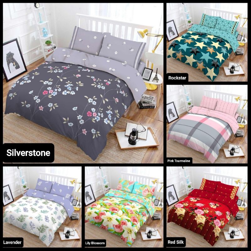 BEDCOVER SET VITO UK 180X200 SILVERSTONE, ROCKSTAR, PINK TOURMALINE, LAVENDER, LILY BLOSOM, RED SILK