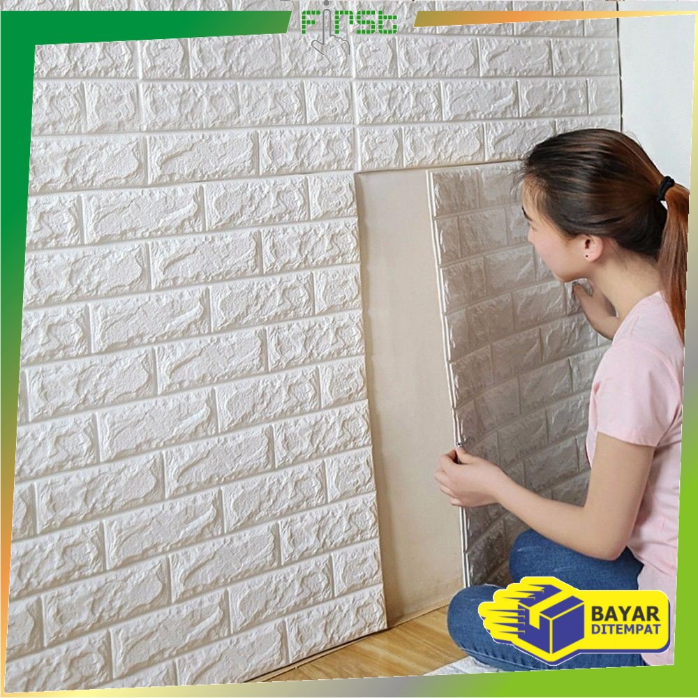 *COD* FH-C206 Wallpaper Dinding Foam 3D Kecil Motif Batu Bata/Walpaper Stiker Dinding Dekorasi Kamar