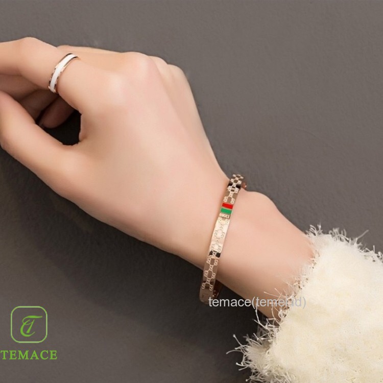 Gelang Titanium Premium Kulit asli Baja tahan karat Menenun Tombol Wanita bracelet wedding