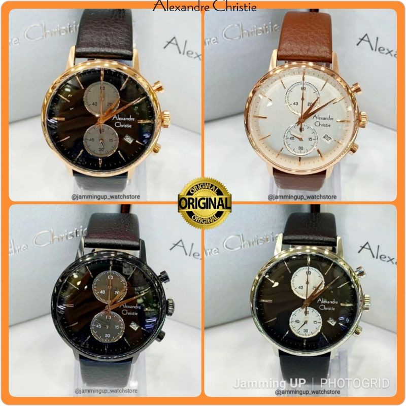 Jam Alexander Christie Pria Original AC 6572 AC6572 Tali Kulit Asli Garansi Resmi Alexandre Christie