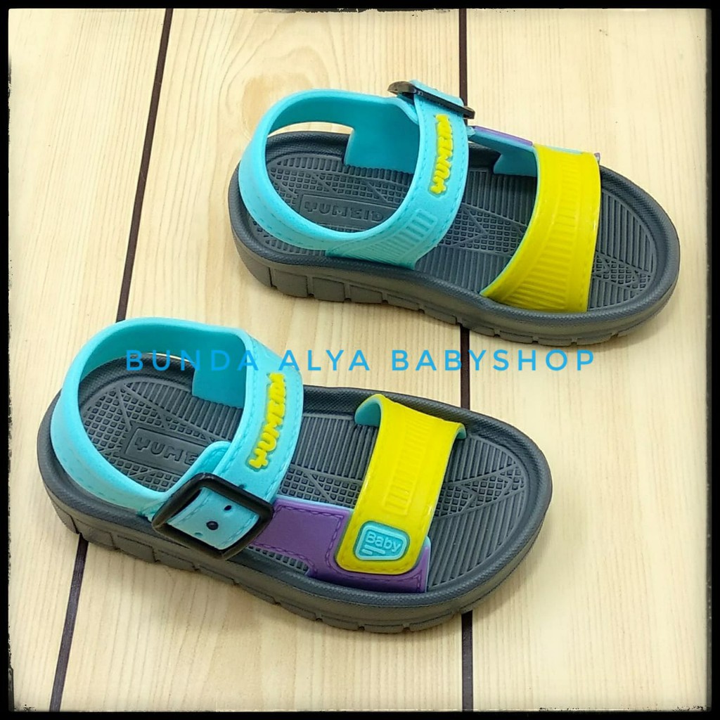 Sendal Anak Laki Laki 6 - 12 Bulan Tali BIRU KUNING - Sepatu Sandal Anak Cowok Karet Anti Licin Size 19 - 21 - Sandal Gunung Anak Laki Laki