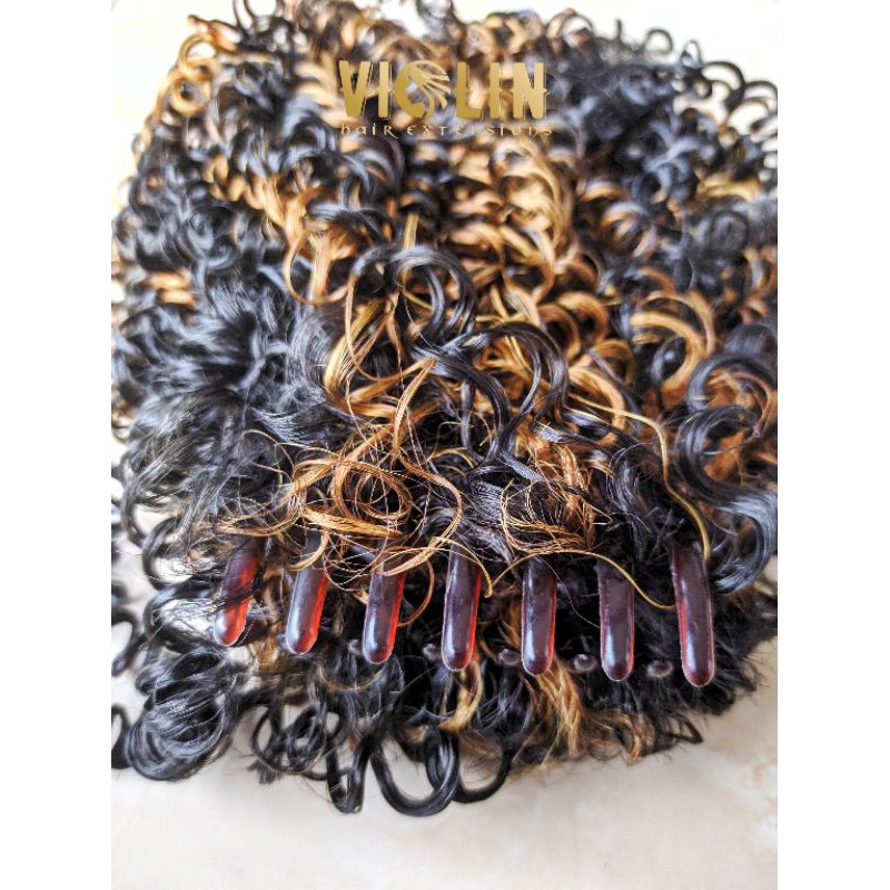 Rambut Palsu Rambut Sambung Hairclip ikal kriwil dua warna