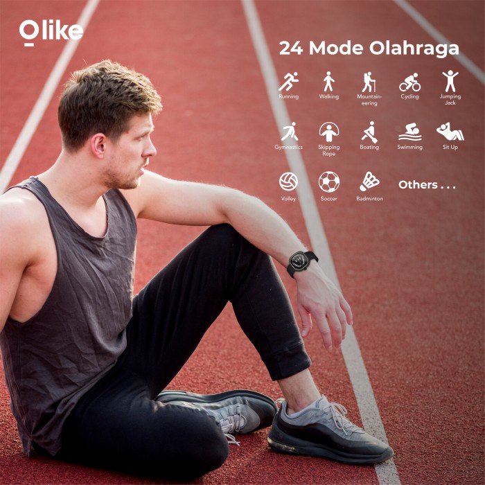 Olike Smart Watch Zeth W5 OW-W5 Support iOS 9.0+ Android 4.4+ Original - Hitam