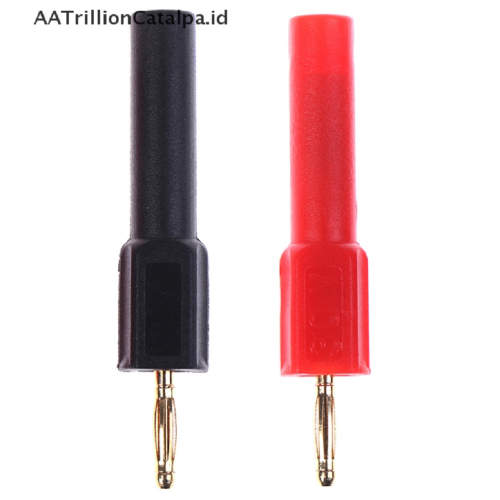 2pcs Jack Konektor Banana Plug Male Ke 4mm Female Lapis Emas Ukuran 2mm