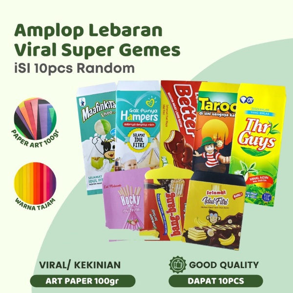 

Isi 40 Amplop Lebaran Snack Kekinian/Amplop Viral/Amplop lebaran plesetan/Amplop