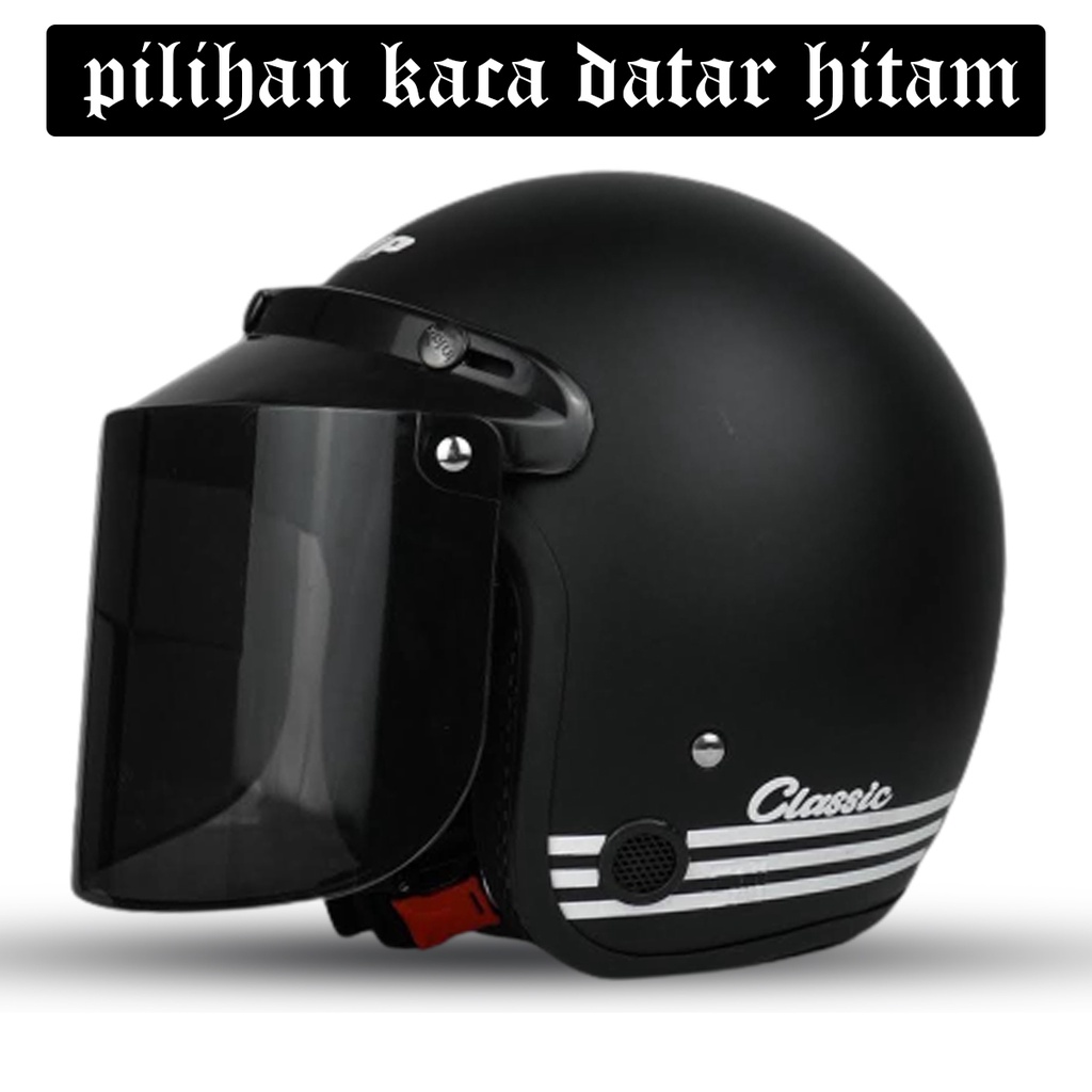 HELM BOGO RETRO DEWASA FULL LEHER UNTUK PRIA DAN WANITA DEWASA HELM MURAH KUALITAS PREMIUM KACA DATAR INJAK KACA CEMBUNG HITAM BENING COD