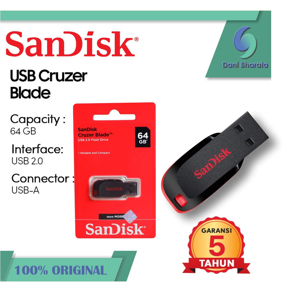 [100% 𝐎𝐑𝚰𝐆𝚰𝐍𝐀𝐋] Flashdisk SanDisk Cruzer Blade CZ50 USB Flash Drive 64GB USB Flashdrive flashdisk