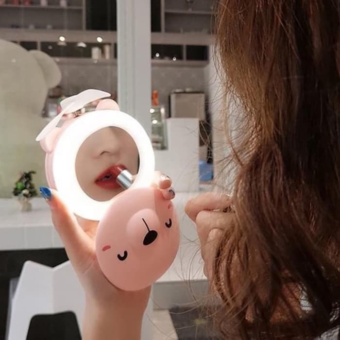 Fan Led Mirror - Kipas Cermin Led Portabel Mini 3 in 1