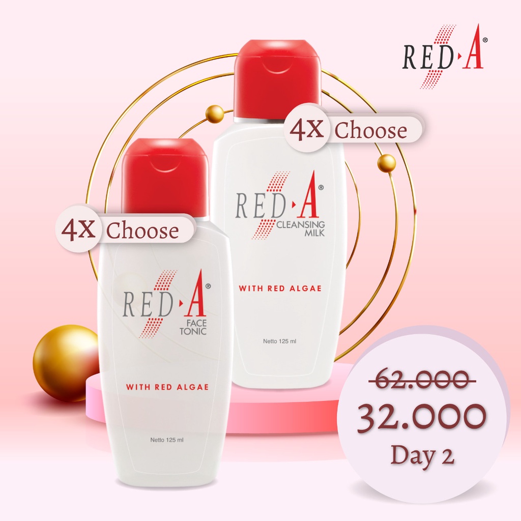 Paket 4 Red-A Cleansing Milk 4 Red-A Face Tonic