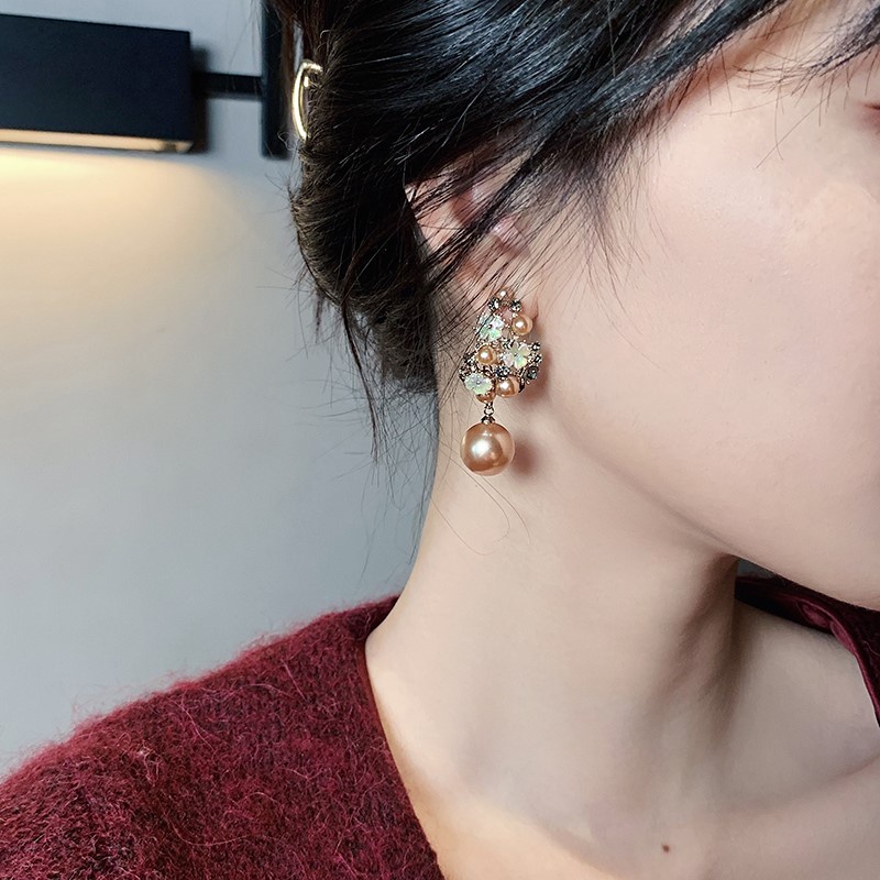 Anting 925 Silver Needle Hias Mutiara Berlian Imitasi Gaya Perancis Untuk Wanita