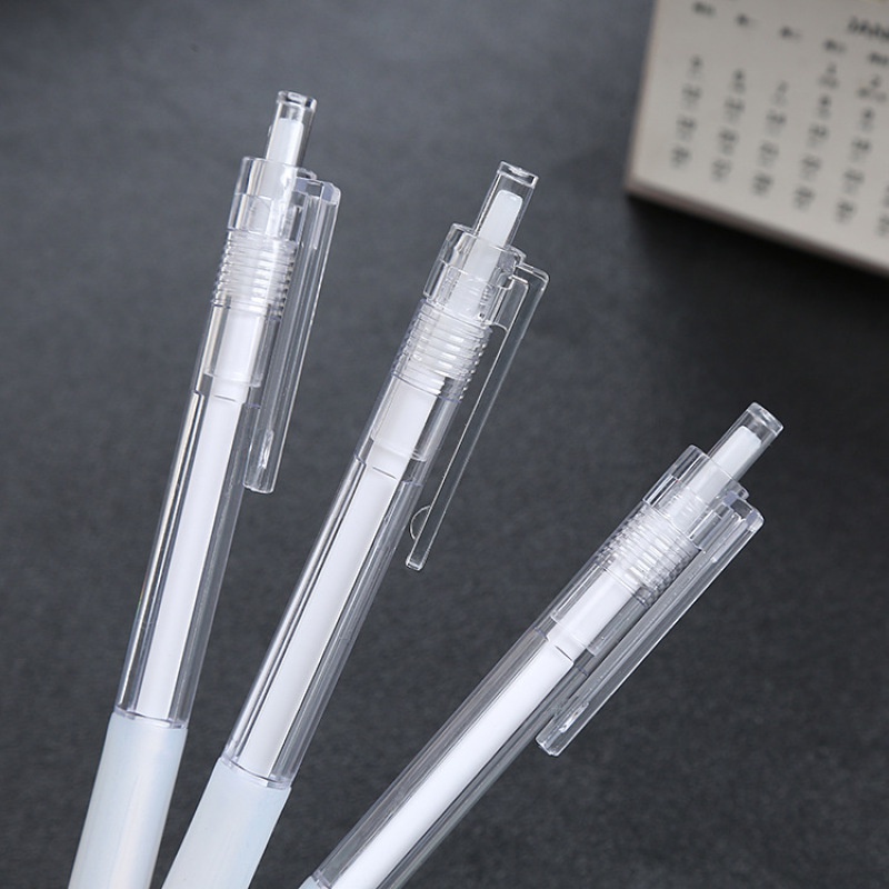 5pcs 0.5mm Black Ink Transparent Press Signature Gel Pen School Office Stationery Supplies